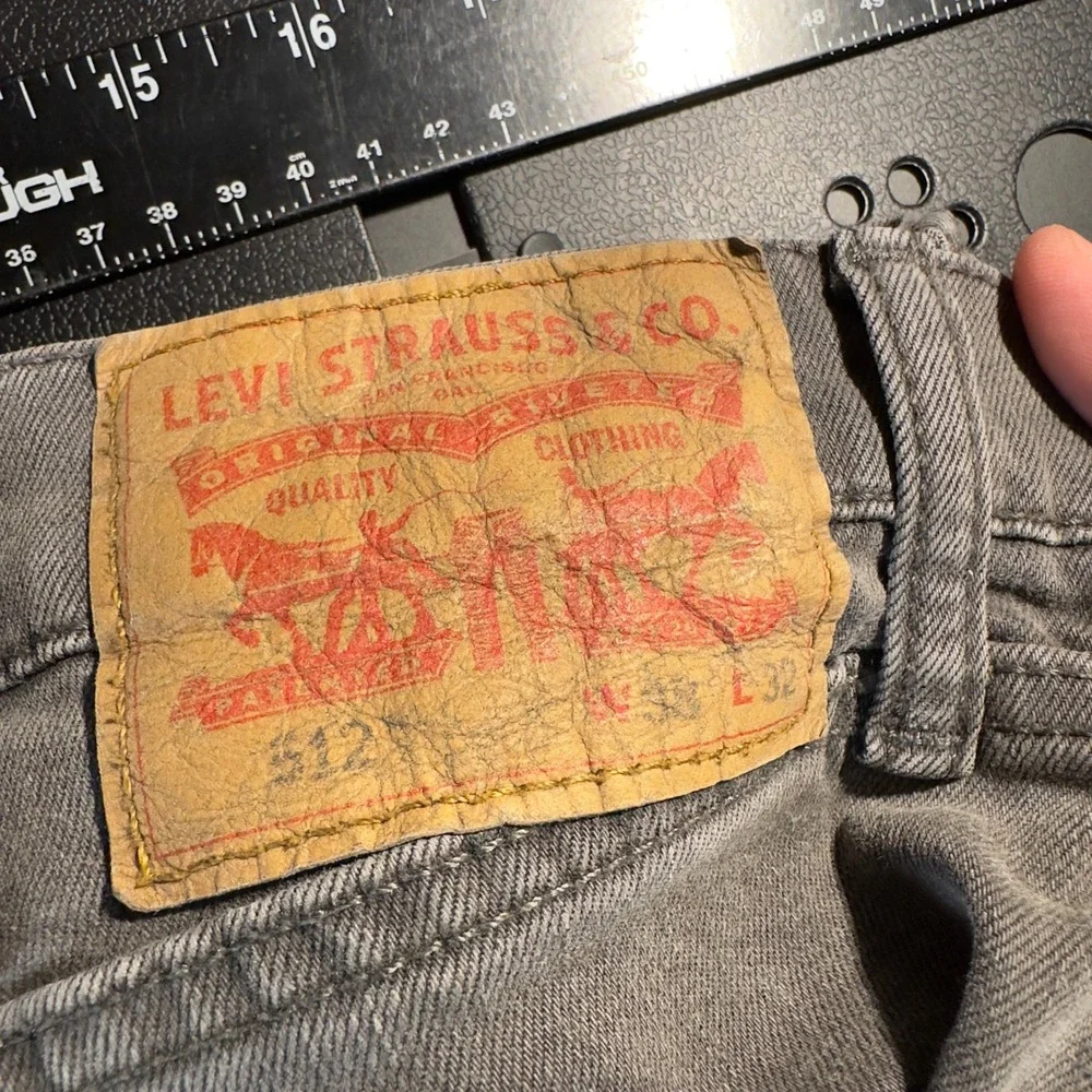 Levi's 512 Slim Taper Jeans Mens 38x32‎ Charcoal Grey Modern Streetwear Denim